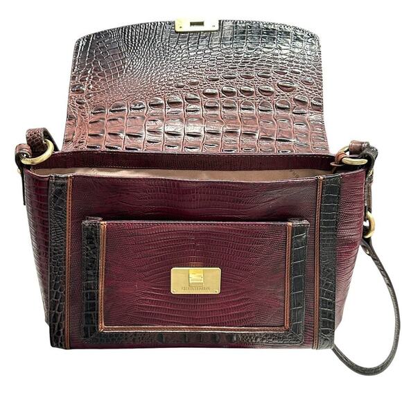 Brahmin Melbourne Leather Red/Black Oxford Flap Satchel - Picture 10 of 15